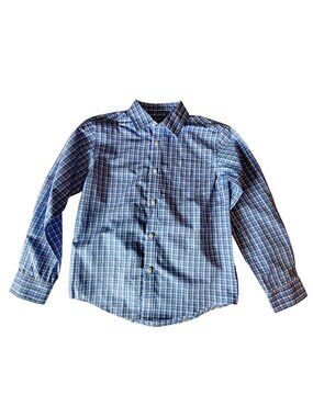 Cat & Jack Boys Blue Plaid Long Sleeve Button-Down Shirt Size S (6/7) New